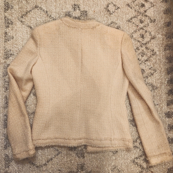 J Crew Ladt Tweed Jacket Cream Size 0 - Picture 2 of 5